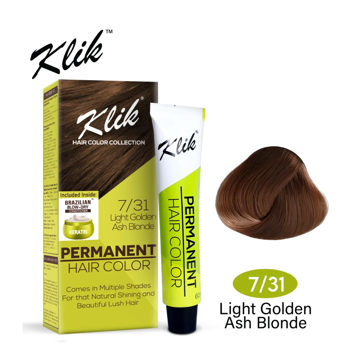 KLIK Hair Color 100ml - 7.31 Light Golden Ash Blonde